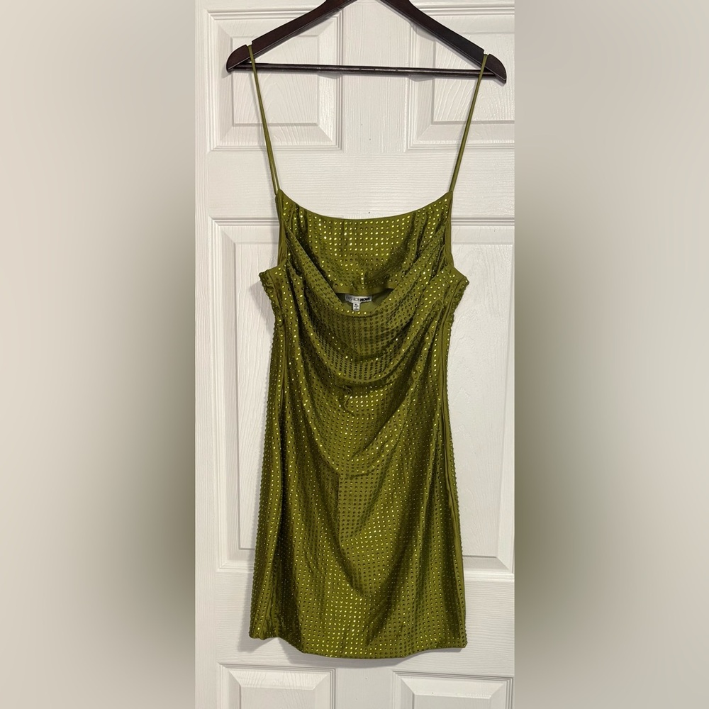 Fashion Nova Olive Studded Cowl Mini Dress LAST CHANCE‼️ Removing 10/7 - Picture 4 of 6